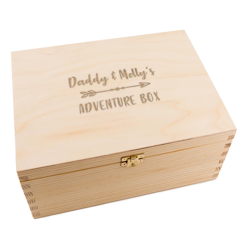 Personalized Engraved Pine Keepsake Box - Adventure Themed Gift for Dad, Father's Day, Birthday & Travel - Custom Wooden Memory Box (3 Sizes) - Perfect for Storing Travel Mementos, Jewelry & Special Memories