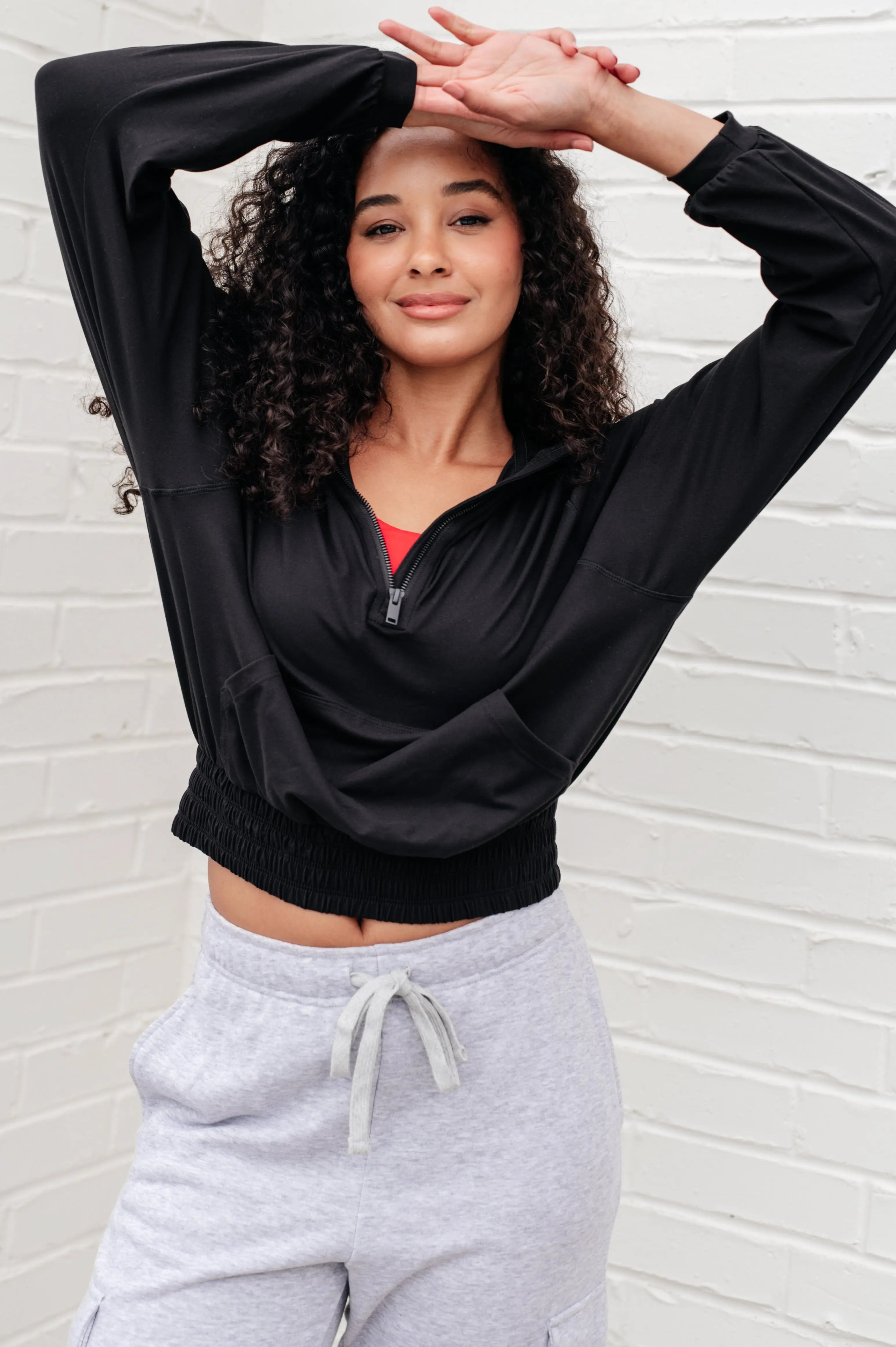 Black Morning Run Half Zip Hoodie - Lightweight & Breathable for Jogging, Gym & Outdoor Activities