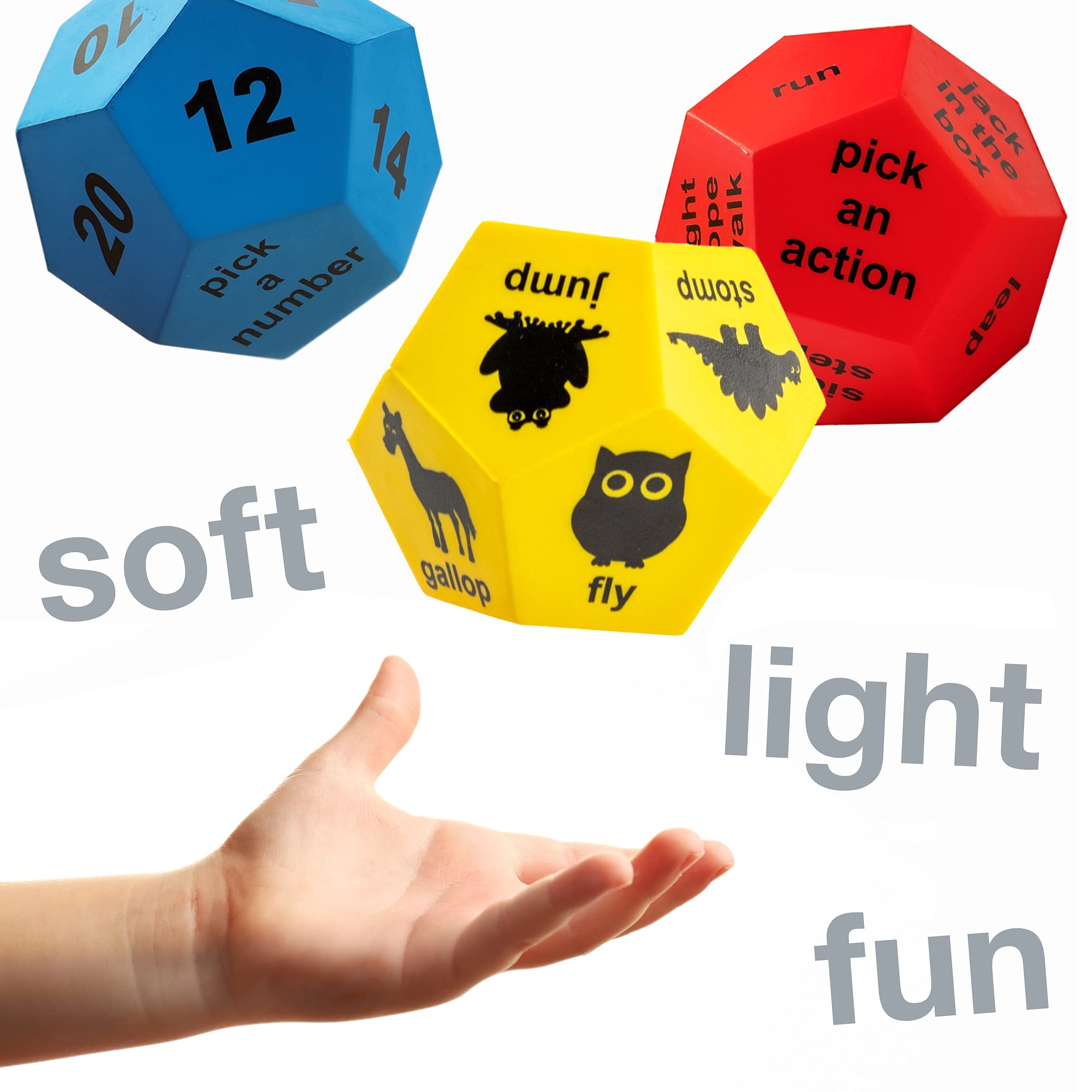 Fun Exercise Dice for Kids - Indoor & Outdoor PE Equipment, Active Play Toys for Toddlers & Children in Preschool, Kindergarten & Elementary School - Perfect for Recess, Gym Class & Home Playtime