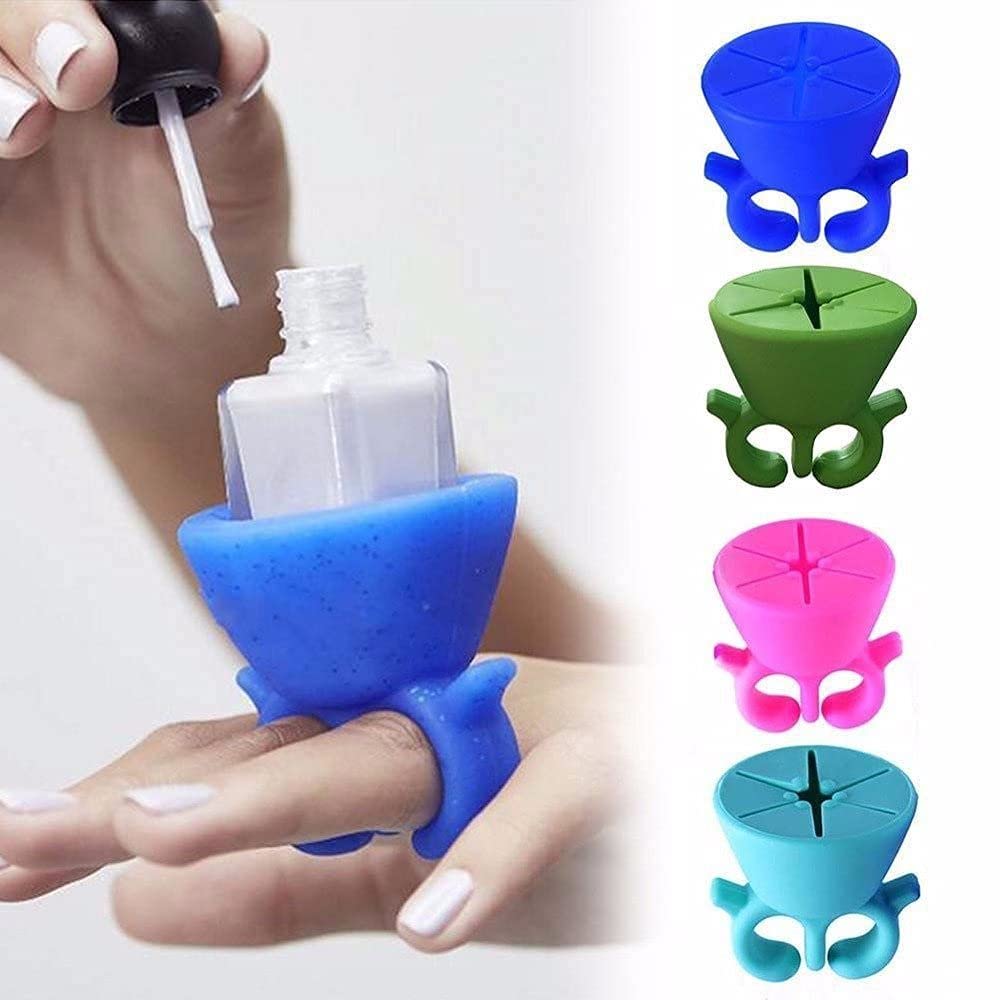 Professional Makeup Brush Set & Wearable Nail Polish Holder Ring - Complete Manicure & Pedicure Kit for Salon Quality Beauty (Perfect for Home Use & Travel)