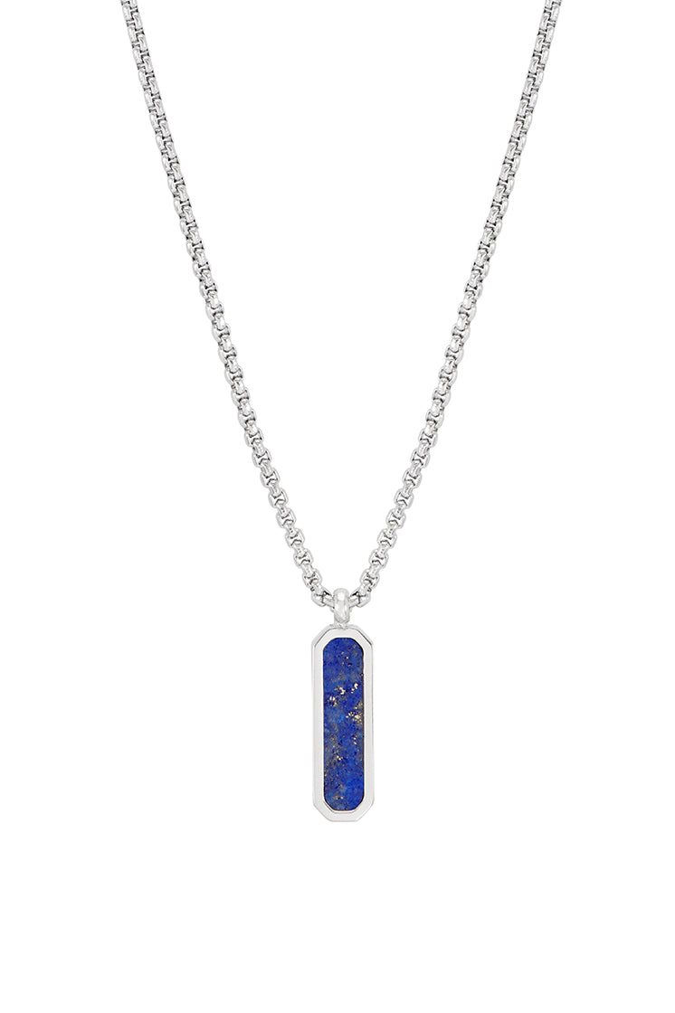 Men's Sterling Silver Gemstone Tag Pendant Necklace - Durable 925 Silver Jewelry for Everyday Wear & Gifts | Perfect for Casual Outfits, Date Nights & Special Occasions
