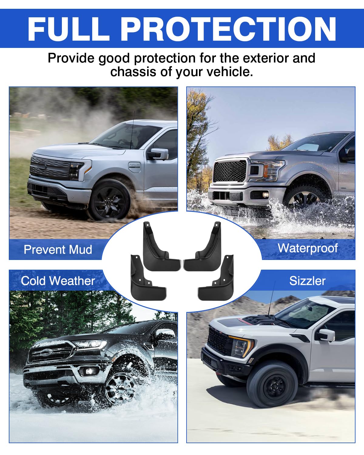 2023-2025 Honda Accord Mud Flaps Splash Guards Set - 4PCS Front & Rear Fender Flares Mud Guards | Durable Protection Against Road Debris & Splash | Perfect for All-Weather Driving & Off-Road Adventures