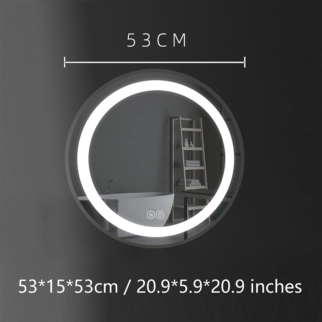 LED Bathroom Mirror Cabinet with Round Wall-Mounted Storage Shelves - Waterproof Medicine Cabinet for Toiletries & Cosmetics Organization - Perfect for Small Bathrooms, Vanity Areas & Modern Home Decor