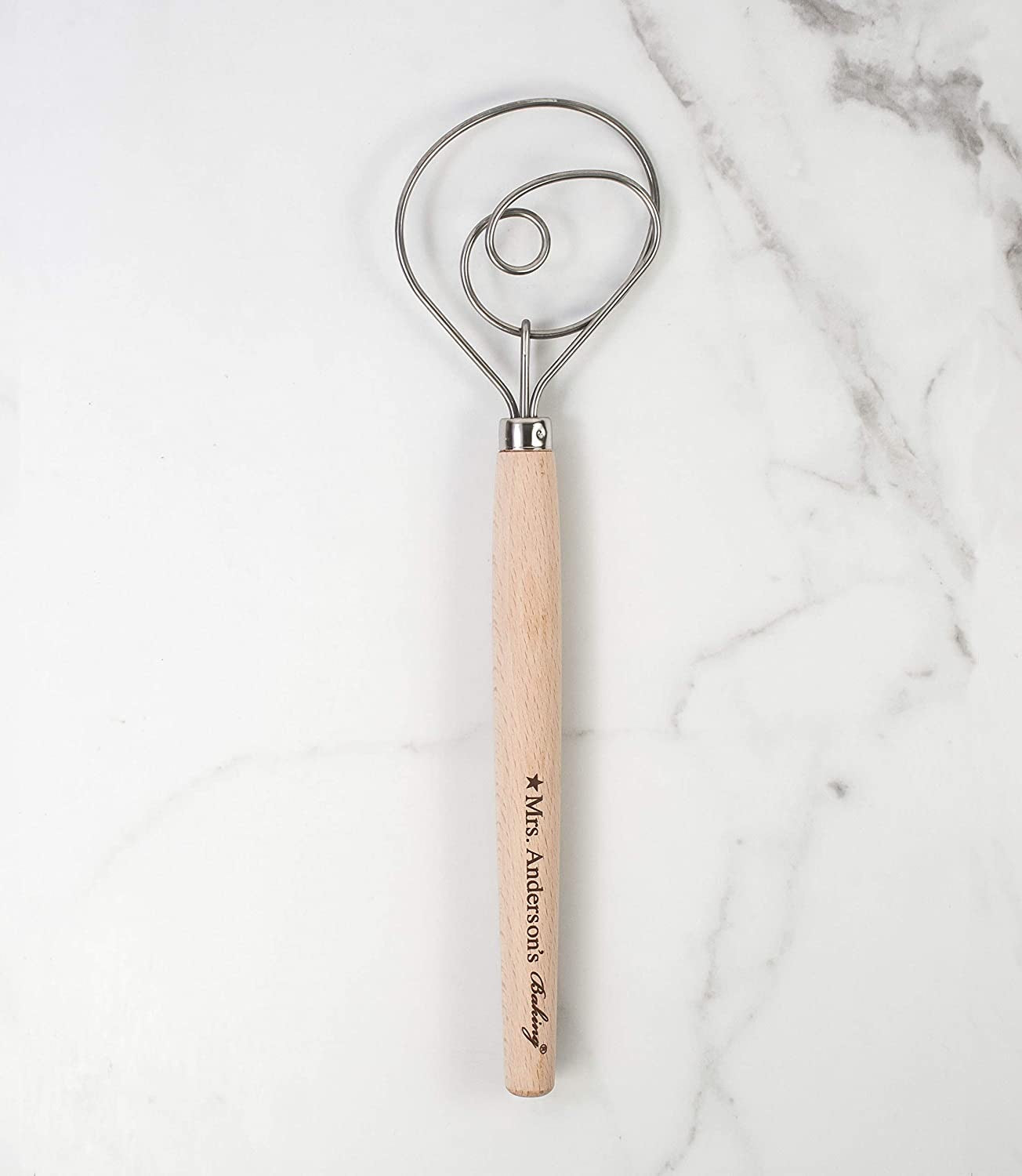 Premium Danish Dough Whisk - 12 Inch Stainless Steel Bread Mixer for Baking, Pastry & Pizza Dough - Perfect for Home Bakers & Professional Kitchens