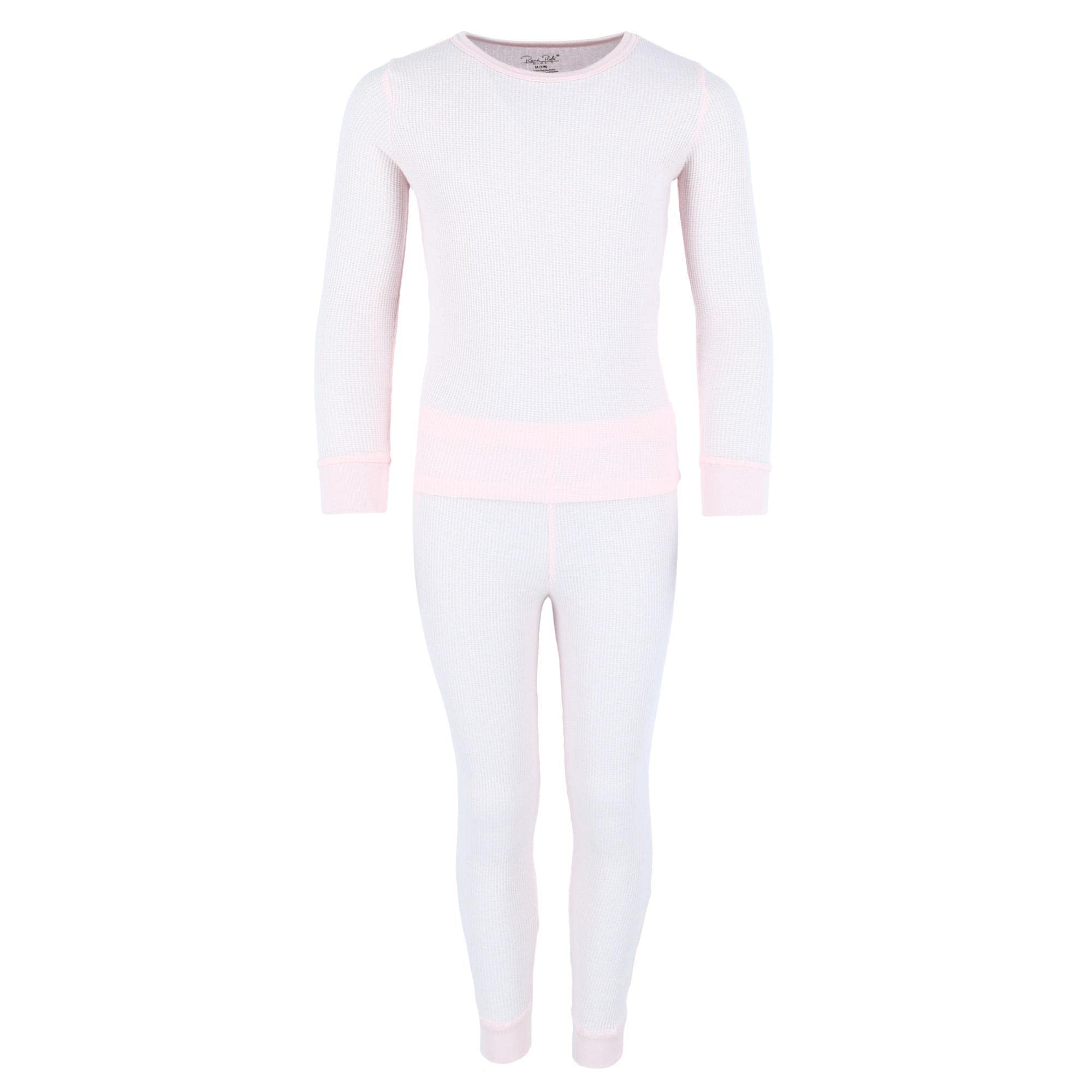 Rene Rofe Girls Thermal Underwear Set - 2-Piece Waffle Knit Long Johns for Winter Warmth - Perfect for Cold Weather, Snow Days & Layering Under Clothes