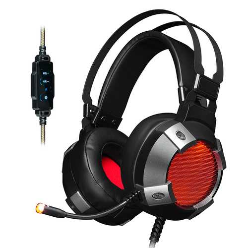 Ajazz AX361 Virtual 7.1 Surround Sound USB Wired Gaming Headset with LED Lights - Perfect for PC Gaming, Streaming & Online Meetings