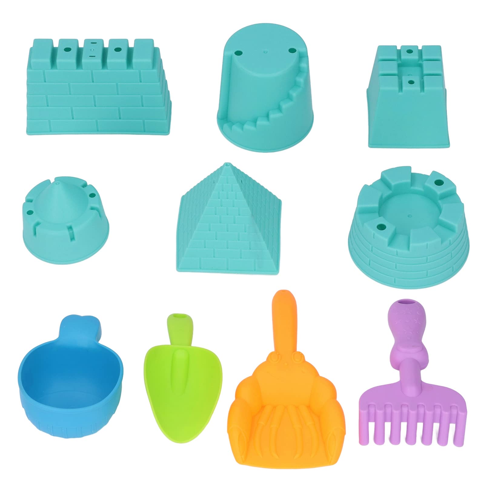 Kids Beach Sand Toys Set - Smooth Edges Shovel, Sand Molds & 2 Plastic Spoons for Pool, Ocean & Backyard Play | Durable Outdoor Sandbox Toys for Toddlers & Children