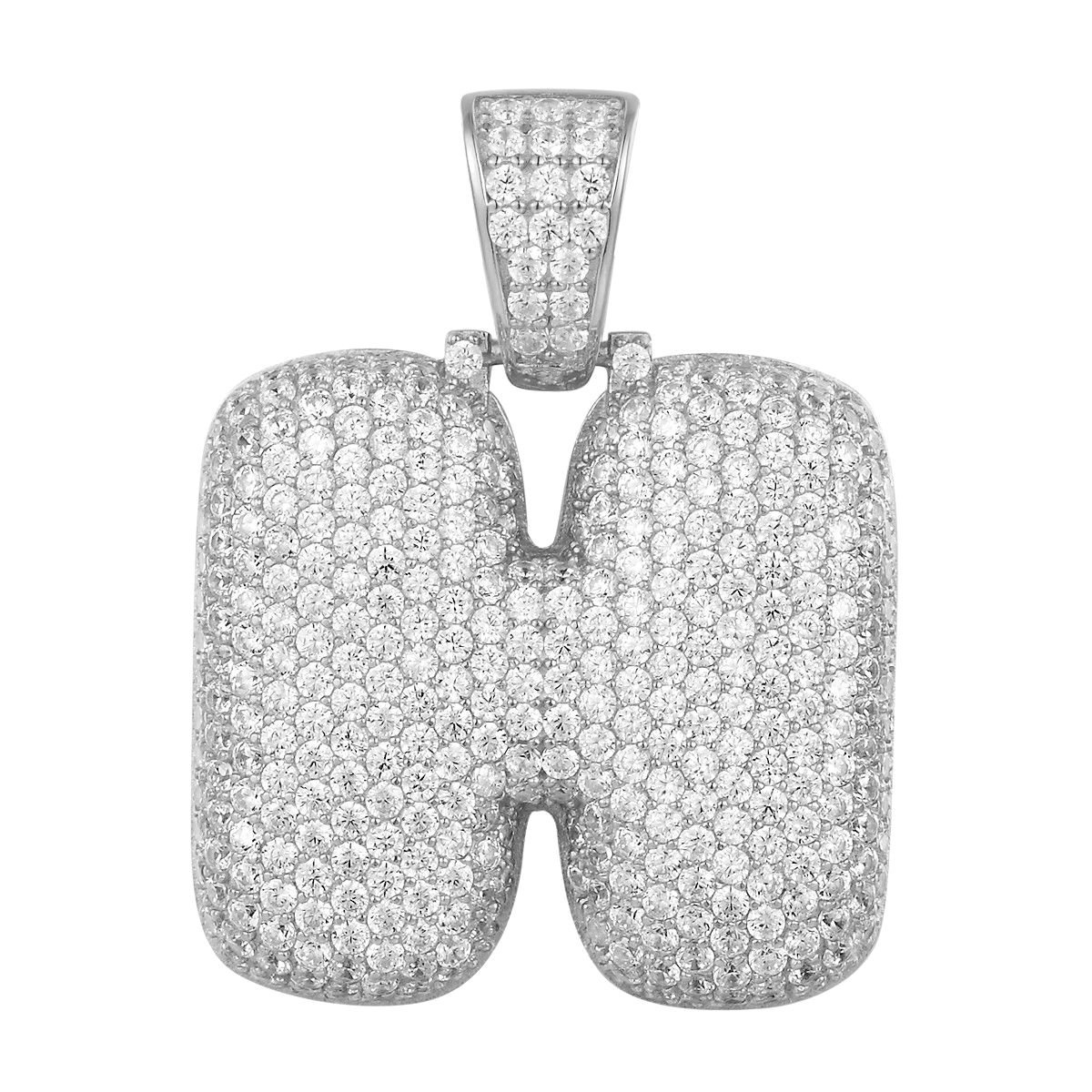 925 Sterling Silver Bubble Letter CZ Pendant Necklace - Elegant Cubic Zirconia Initial Jewelry for Women, Perfect Gift for Birthday, Anniversary & Valentine's Day