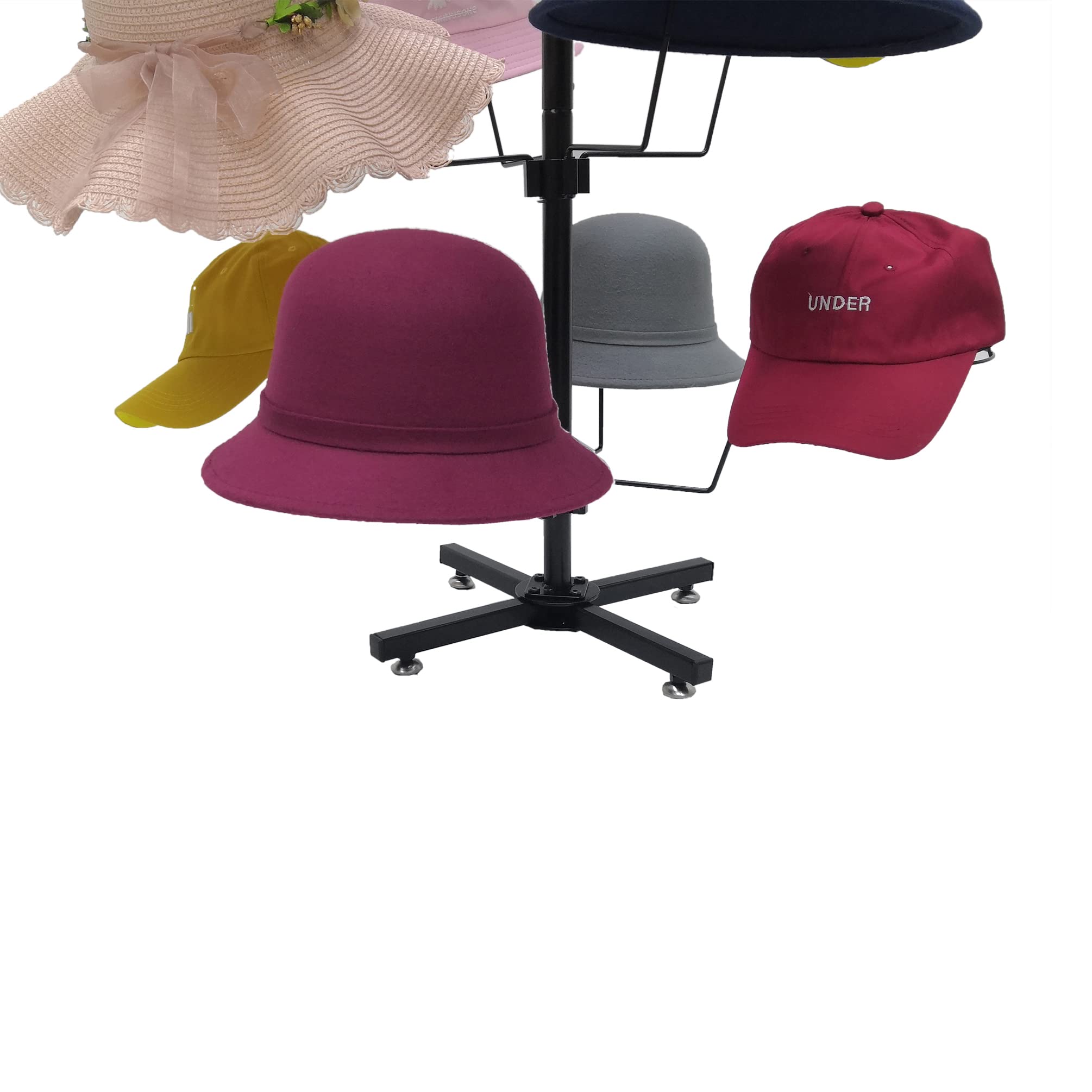 FixtureDisplays® 3-Tier Countertop Hat Rack - 12 Hat Capacity Headwear & Wig Display Stand (24x24x37 Inches) - Perfect for Retail Stores, Boutiques & Home Organization - Model 10125-2D