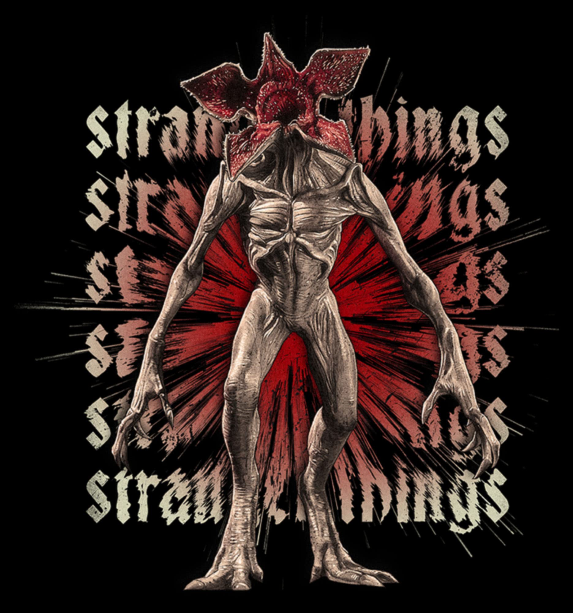 Women's Stranger Things Demogorgon Monster Logo Graphic Tee | Vintage Inspired Stacked T-Shirt | Casual Wear for Fans & TV Show Lovers
