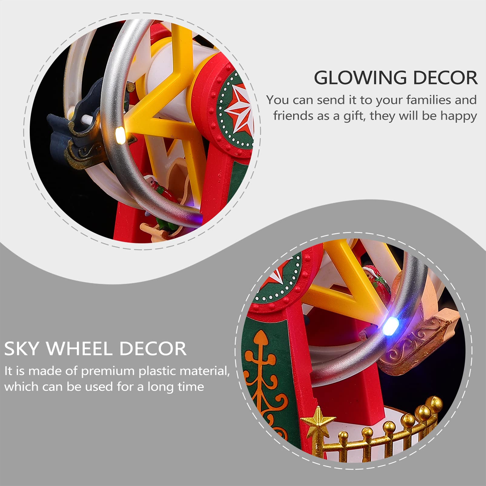 FOMIYES Musical Ferris Wheel Toy - Light Up Christmas Nativity Decor with Music for Kids, Plastic Sky Wheel Sculpture for Holiday Home Decoration | Perfect for Christmas Tree Ornaments, Birthday Gifts & Children's Room Decor
