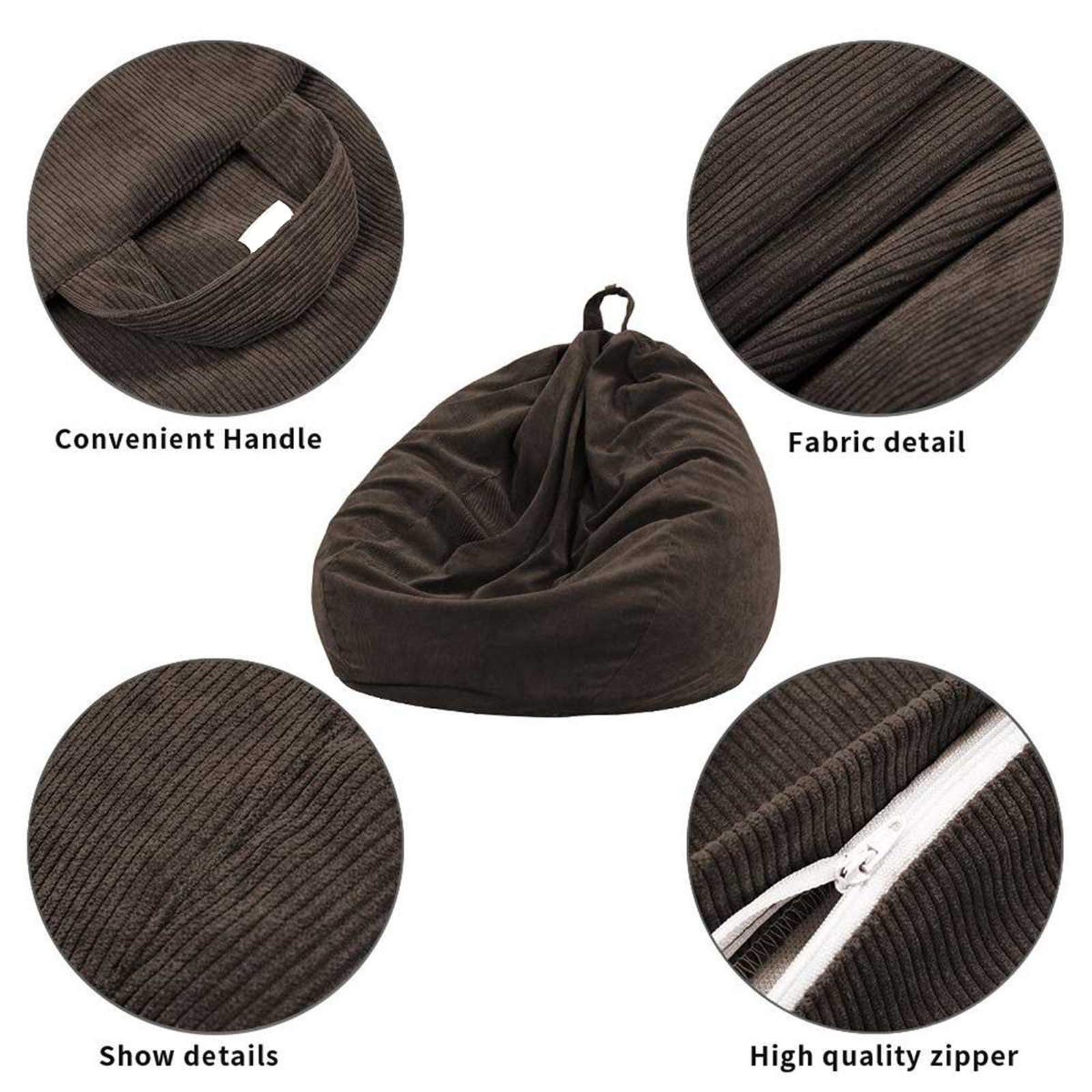 Premium High Back Bean Bag Chair Cover - Thick Cotton Linen Fabric, No Filler Included - Solid Black Color - Perfect for Living Room, Bedroom, Dorm or Game Room Relaxation