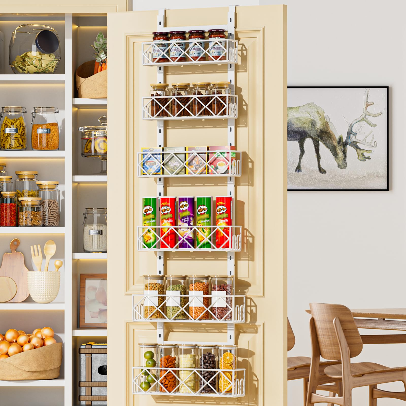 6-Tier Over the Door Pantry Organizer - Adjustable Hanging Spice Rack, 13.1