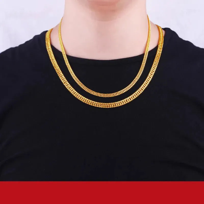 24K Pure Gold Necklace for Men - Real AU 999 Solid Gold Chain - Classic Upscale Jewelry - Elegant Gift for Him - Perfect for Weddings, Anniversaries & Special Occasions - New 2023 Collection