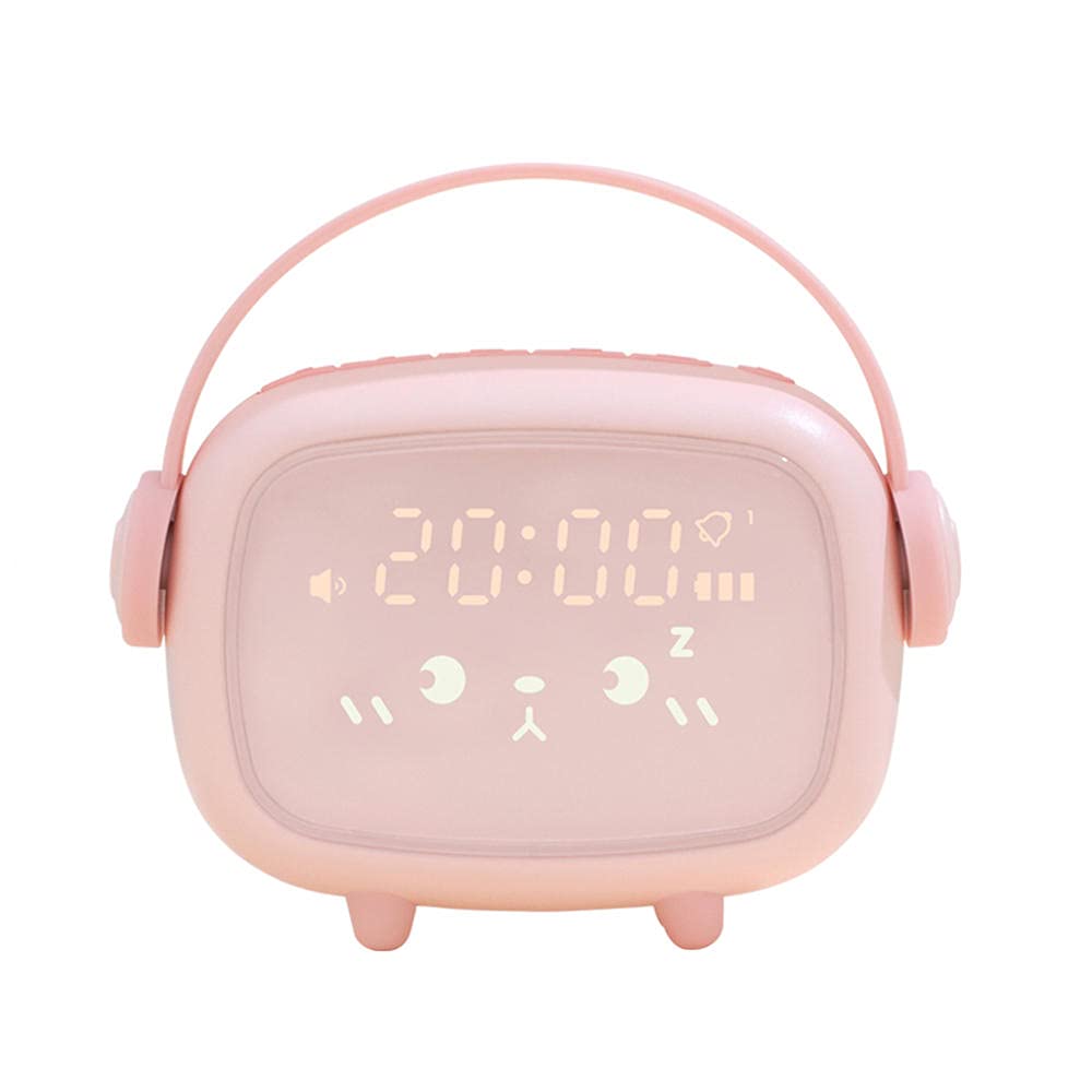 Smart LED Night Light Alarm Clock with Timer & Countdown - Cute Pink Kids Bedroom Decor for Sleep Training & Nursery Room Lighting
