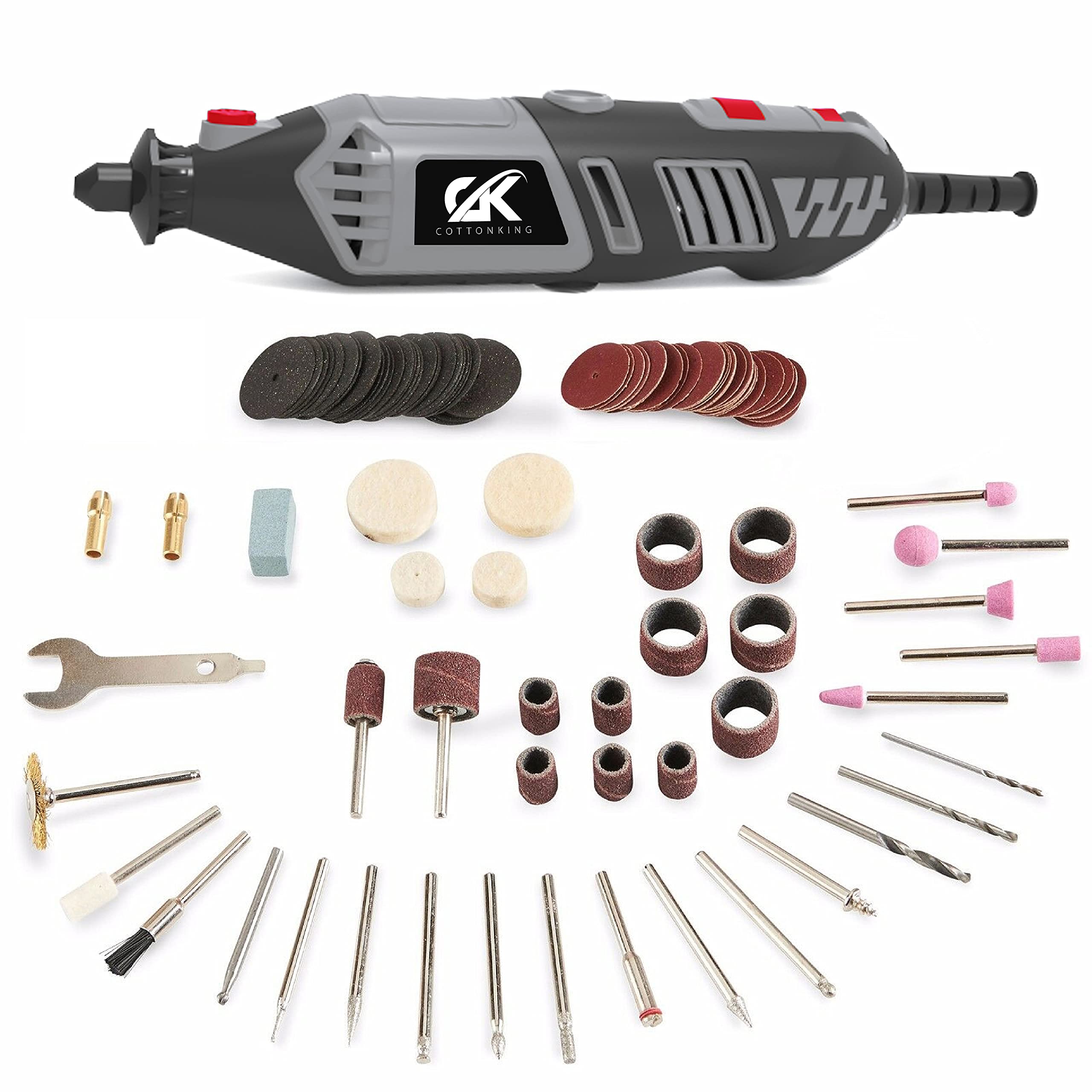 110V 170W Variable Speed Rotary Tool Kit - 8K-35K RPM Electric Die Grinder with 124-Piece Accessories & Keyless Chuck for Woodworking, Carving, Engraving, Drilling & Polishing | Perfect for DIY Projects, Home Repairs & Crafting