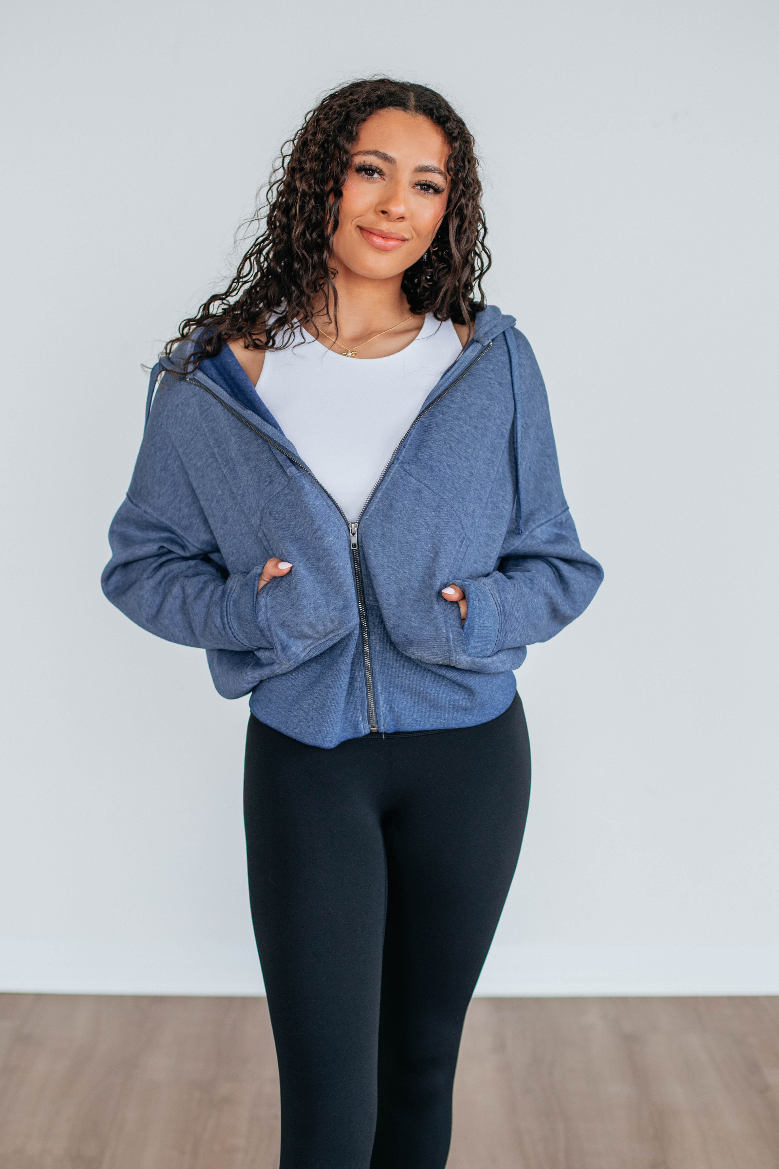 Maxwell Washed Zip Up Hoodie for Men - Navy Blue Cotton Fleece Pullover | Casual Streetwear, Gym, Outdoor Activities