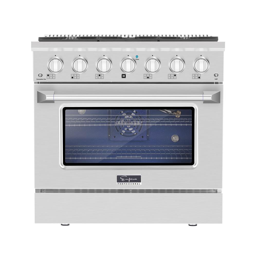 Empava 36-Inch Professional Style Freestanding Gas Range with Gas Oven - Stainless Steel (36GR08) - Perfect for Home Kitchens & Restaurant-Style Cooking
