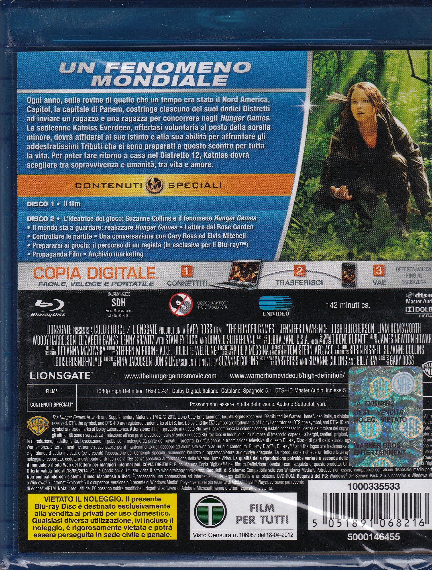 Hunger Games - 2 Blu-Ray + Copia Digitale [Edizione Italiana] - Film d'Azione e Avventura per Serate in Famiglia o con Amici