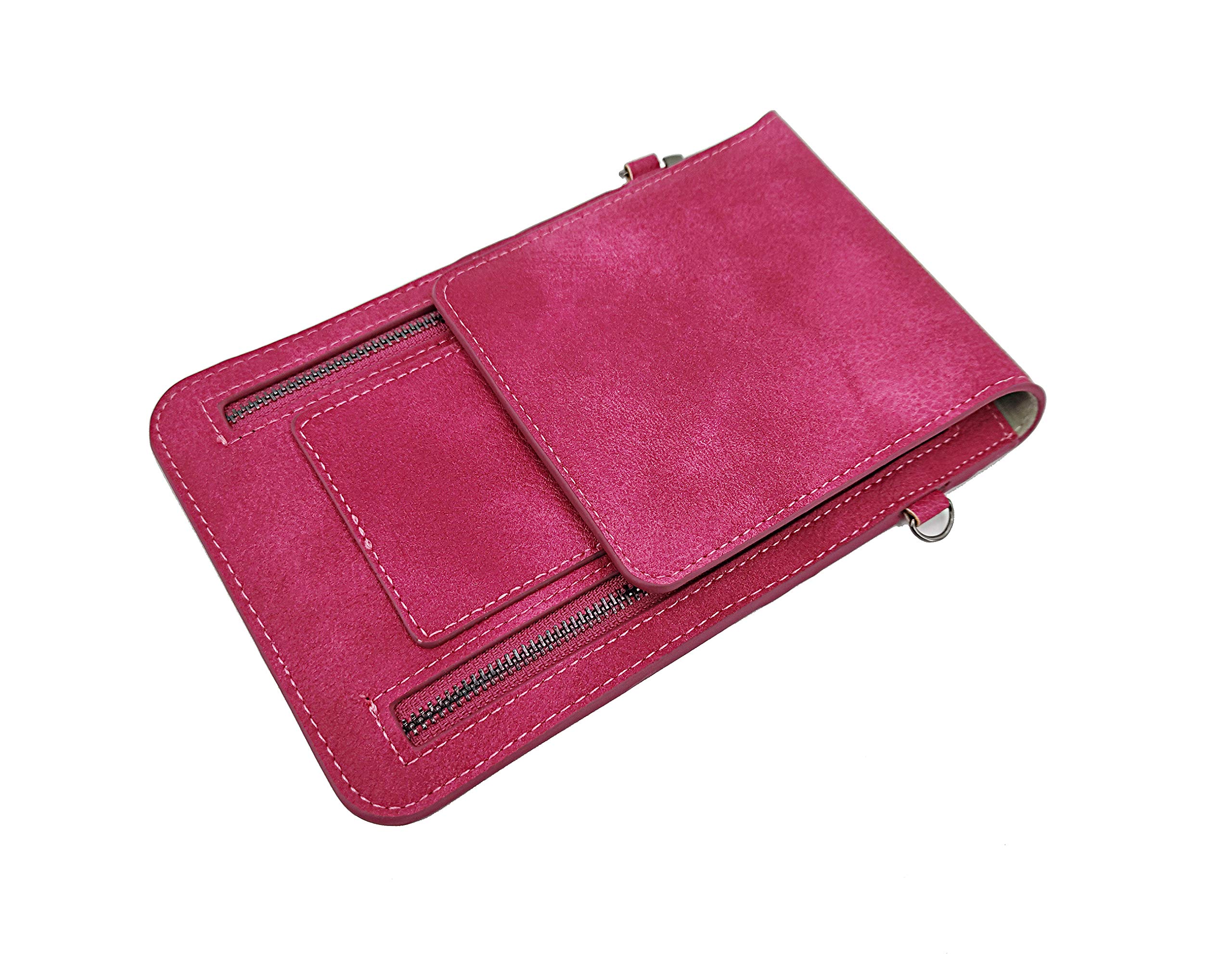 Stylish Synthetic Suede Leather Crossbody Phone Purse for Women - Adjustable Shoulder Strap, Rose Red (15355-ROSE RED-2D) - Perfect for Daily Use, Shopping & Travel