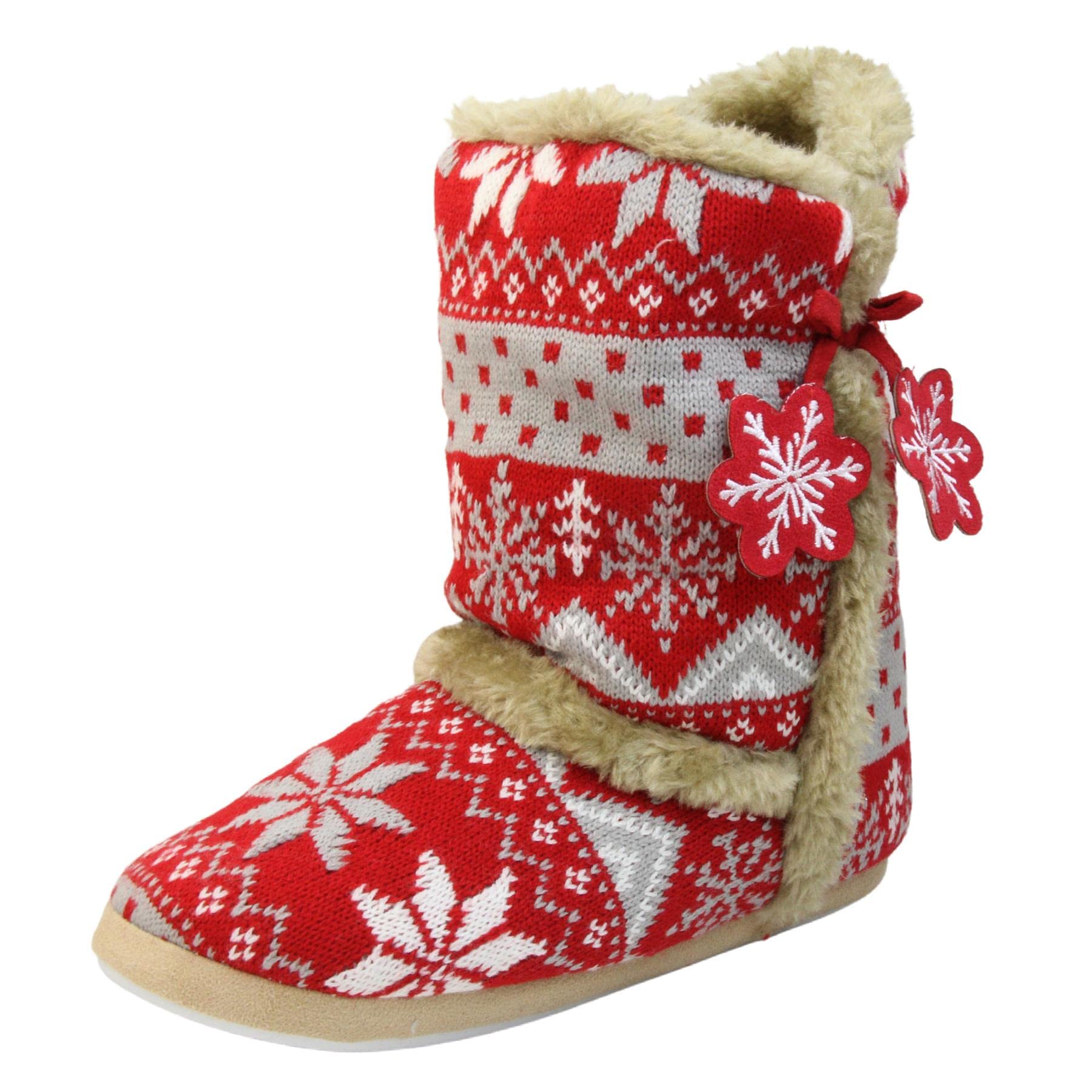 Dunlop Women's Nordic Faux Fur Memory Foam Slippers - Warm & Comfy House Shoes for Ladies, Girls - Perfect for Winter, Lounging at Home, and Scandinavian Style Comfort