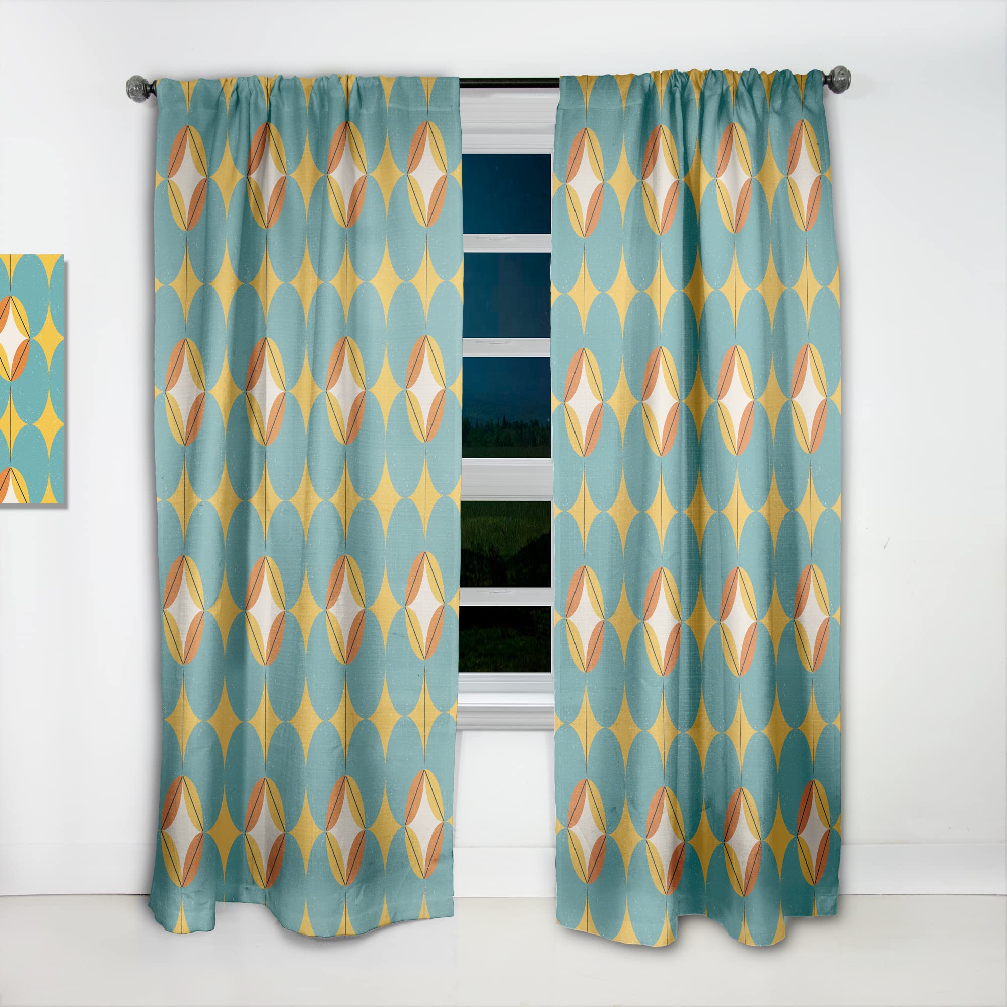 DesignQ Diamond Retro IV Thermal Insulated Curtains - Single Panel 52x108 - Elegant Window Drapes for Bedroom & Living Room | Perfect for Energy Efficiency & Light Control