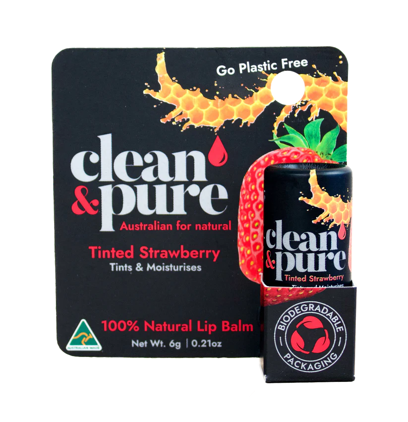 Organic Tinted Strawberry Lip Balm - Hydrating & Natural Color for Soft, Kissable Lips - Perfect for Daily Moisture, Makeup-Free Looks & On-The-Go Care