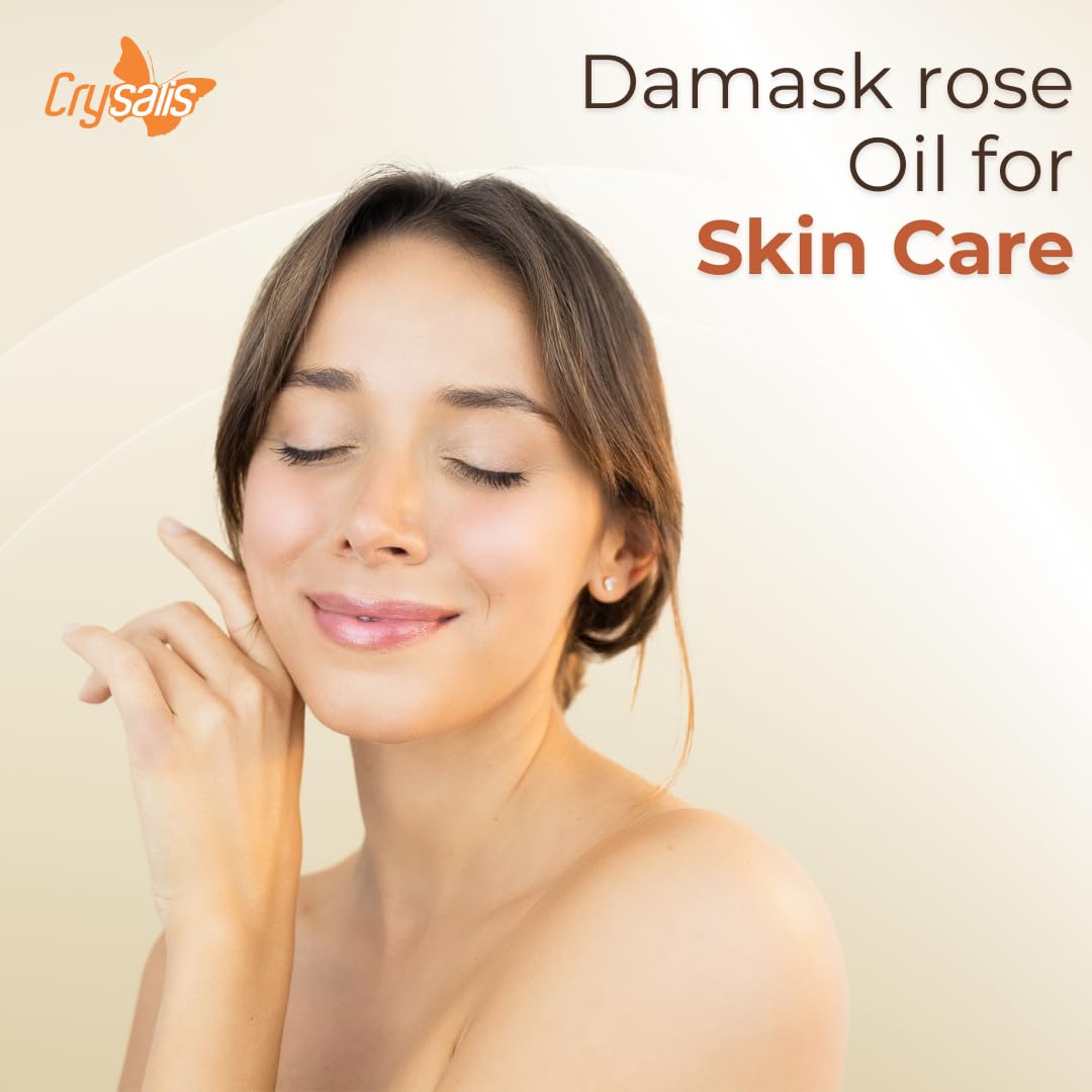 Pure Damask Rose Essential Oil (Rosa × damascena) - 8.45 Fl Oz (250ml) for Aromatherapy, Skincare & Relaxation | Natural Fragrance Oil for Diffusers, Massage & DIY Beauty Products
