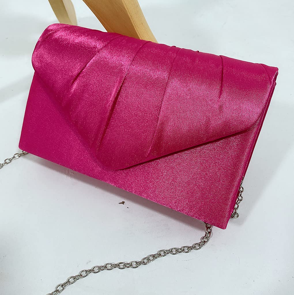 LeahWard Women's Satin Floral Clutch Purse - Elegant Evening Bag for Wedding, Party & Special Occasions (Rose) | Perfect for Bridesmaids, Prom & Cocktail Events