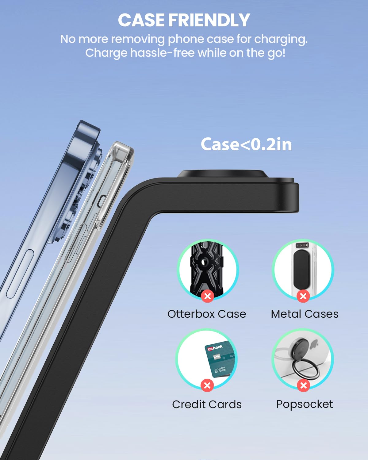 3-in-1 Wireless Charging Station for iPhone 15/14/13/12/Pro Max/SE/XS/X, Apple Watch 8/7/SE/6/5/4/3/2 & AirPods Pro/3/2 - Fast Qi-Certified Charger Stand Dock for Home, Office & Travel