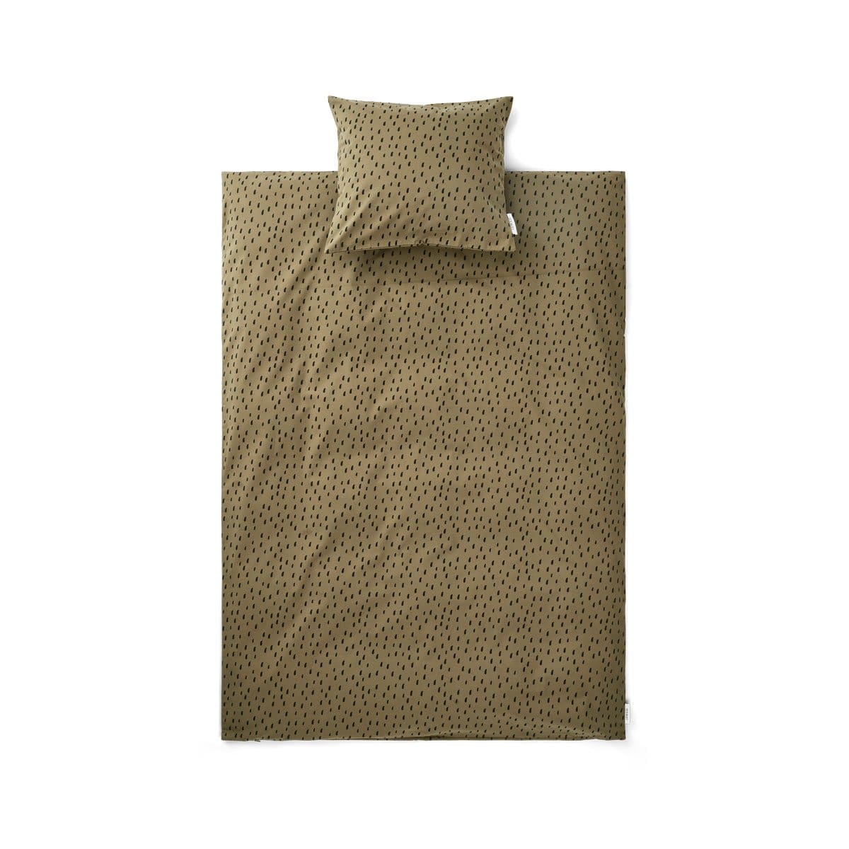 LIEWOOD Organic Cotton Bedding Set - Graphic Stroke/Khaki Print for Kids & Teens - Soft, Breathable & Hypoallergenic - Perfect for Nursery, Bedroom & Dorm Room Decor