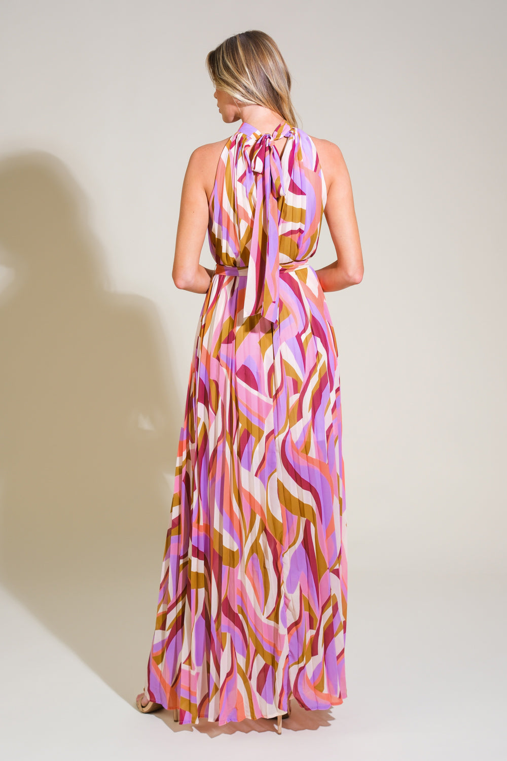 Mireille Halter Maxi Dress for Women - Elegant Long Sleeve Flowy Summer Dress for Beach, Wedding & Party Occasions