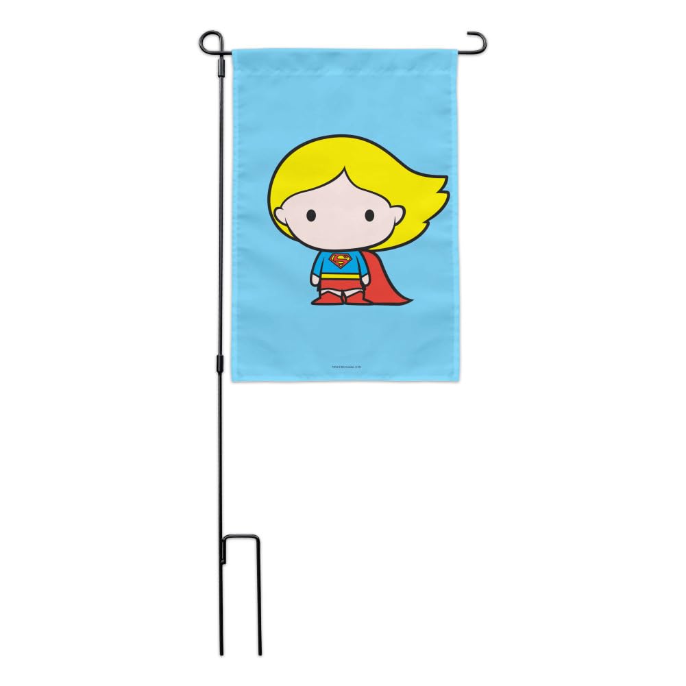 Superman & Supergirl Cute Chibi Character Garden Yard Flag - Decorative Outdoor Superhero Flags for Comic Fans, Backyard, Lawn, Patio Decor
