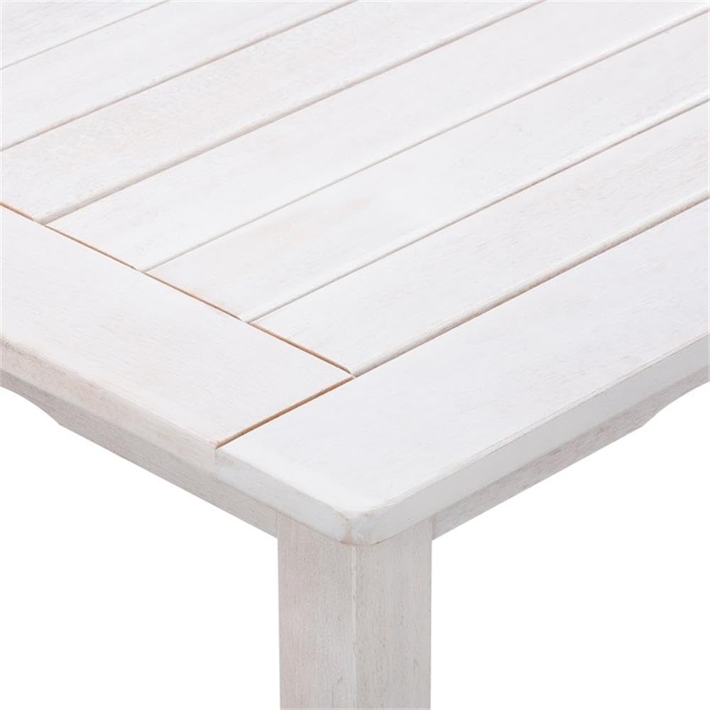 Miramar Contemporary White Washed Wood Rectangular Outdoor Dining Table - Patio, Garden, Backyard Furniture for Entertaining & Al Fresco Dining