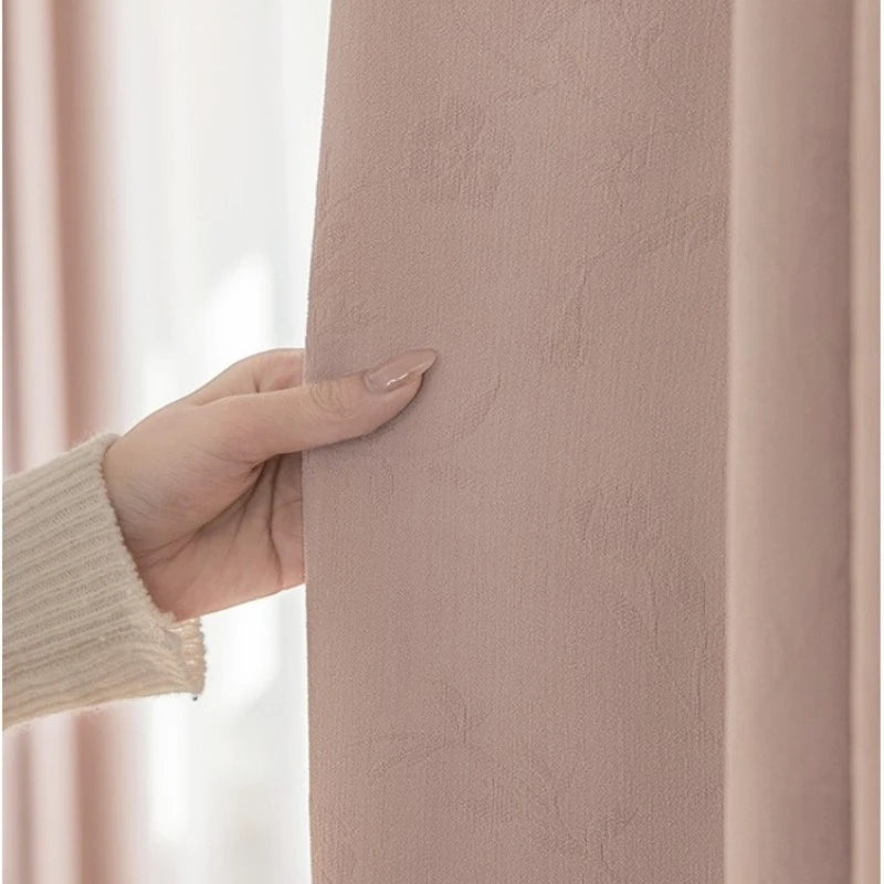 Holly Chenille Embossed Floral Blackout Curtains for Bedroom - Custom Size Thermal Insulated Window Drapes for Living Room & Nursery