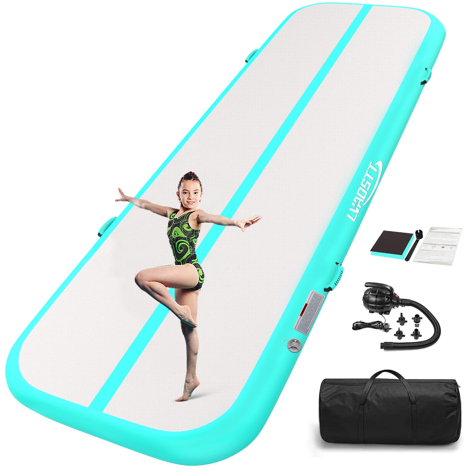 13ft/16ft/20ft Inflatable Gymnastics Air Mat - 4/8 Inch Thick Tumbling Track with Electric Pump for Home Training, Cheerleading & Water Use | Perfect for Indoor Practice, Yoga Meditation & Backyard Activities