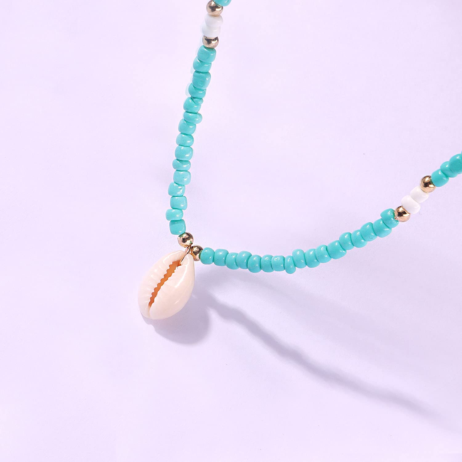 Bohemian Shell Pendant Necklace for Women - Natural Turquoise Bead Conch Choker with Chain | Perfect for Beach Vacations, Music Festivals & Boho Fashion Outfits