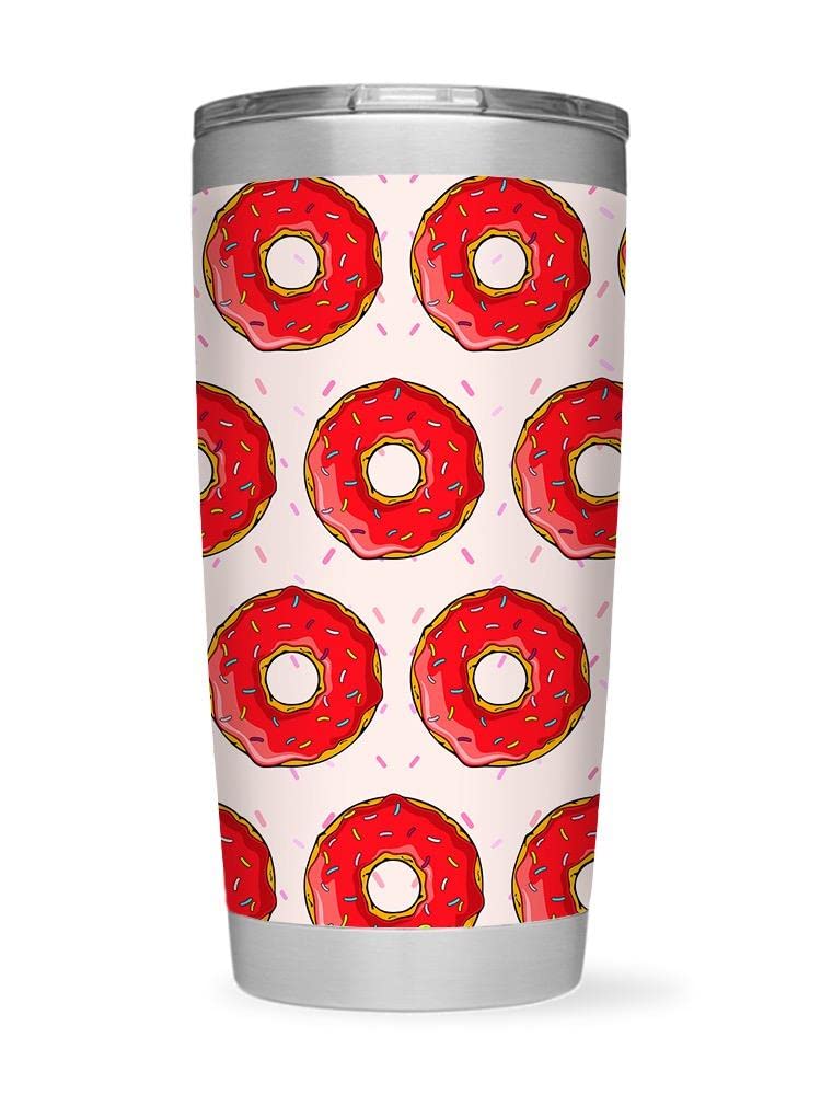 Insulated Glazed Donuts Tumbler - 20oz Stainless Steel Travel Mug with Lid & Straw - Cute Unisex Coffee Cup for Office, Gym & Outdoor Activities