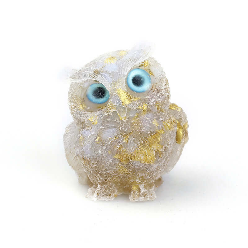 Crystal Stone Owl Ornaments - Handcrafted Table Top Decor for Home & Office | Feng Shui Gift, Zen Meditation Decor, Bookshelf Display | A6565