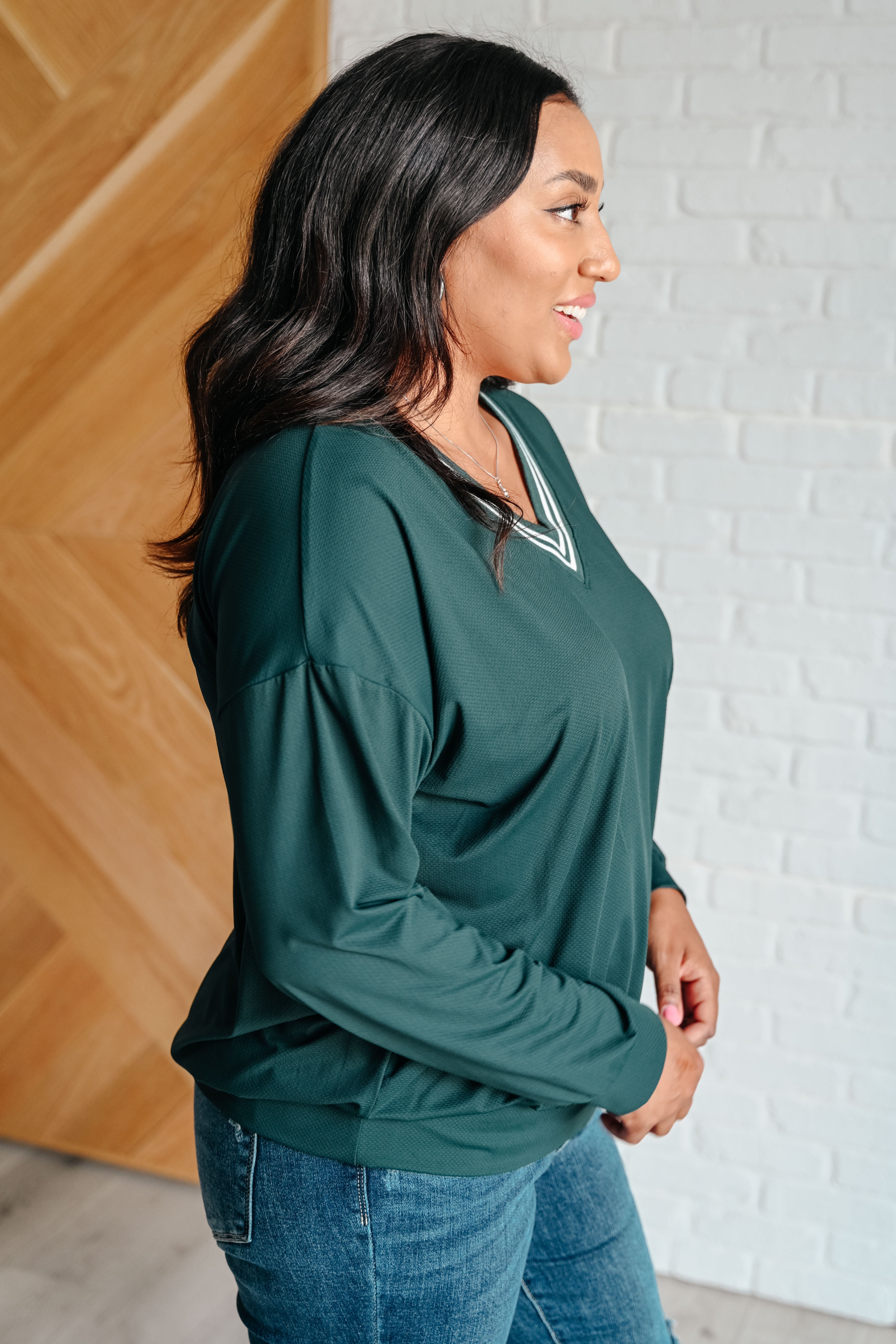All Out Comfort V Neck Pullover Sweater for Women - Soft Casual Knit Top in Midnight Green | Perfect for Work, Weekend & Layering