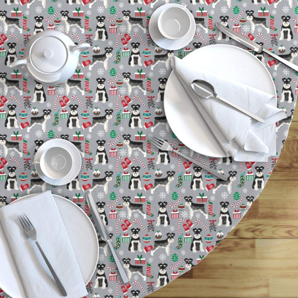 Custom Schnauzer Dog Print Cotton Sateen Tablecloth - 70