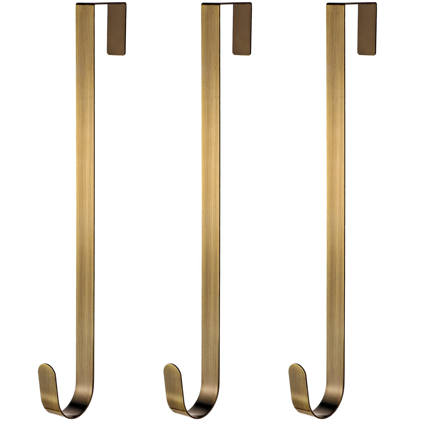 Zhehao 3-Piece Christmas Wreath Hangers - 14 Inch Over The Door Metal Hooks in Antique Bronze | Holiday Door Decor for Christmas, Thanksgiving & Seasonal Home Decoration