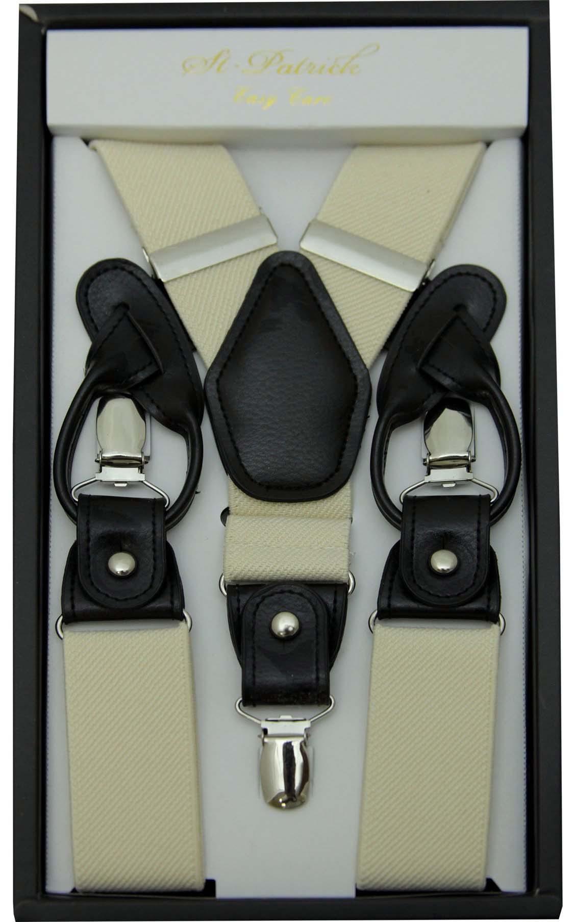 Ivory Convertible Suspenders Clip & Button for Men & Women - Adjustable Belt Strap for Pants, Skirts & Dresses - Formal & Casual Wear Accessories