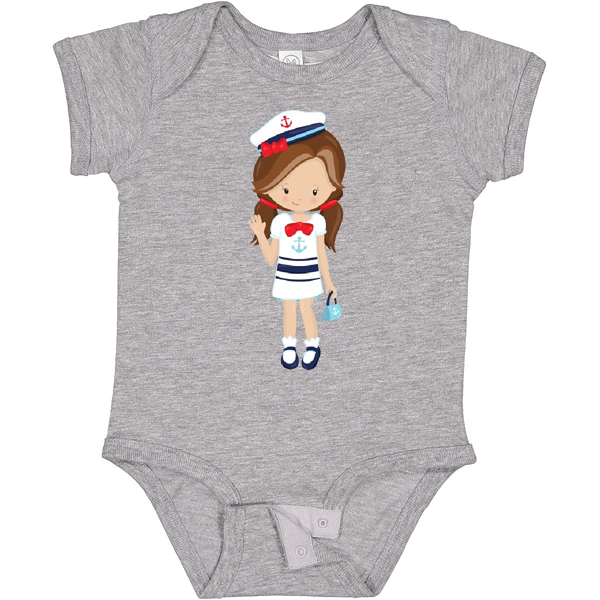 Inktastic Boat Captain & Skipper Cute Brown Hair Baby Bodysuit - Soft Cotton Infant Onesie for Nautical Theme Outfits & Boat Lover Gifts