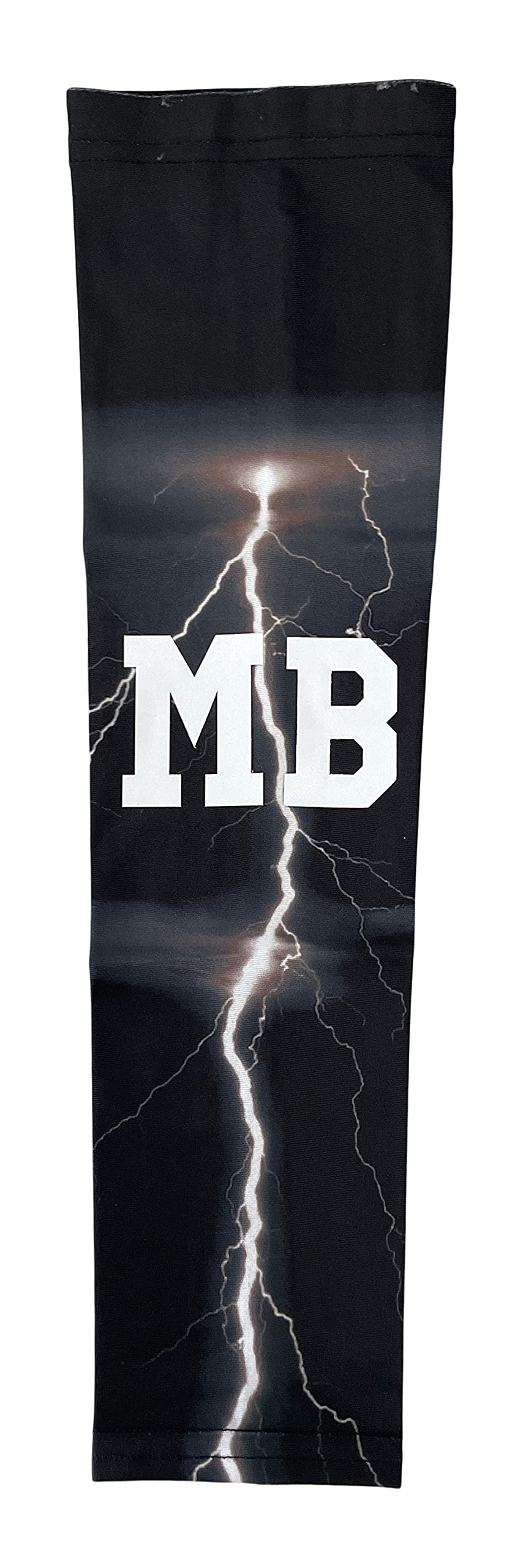 Custom Pick Your Number or Letters Moisture-Wicking Sports Compression Arm Sleeves - Lightning Storm Design for Basketball, Running & Outdoor Activities