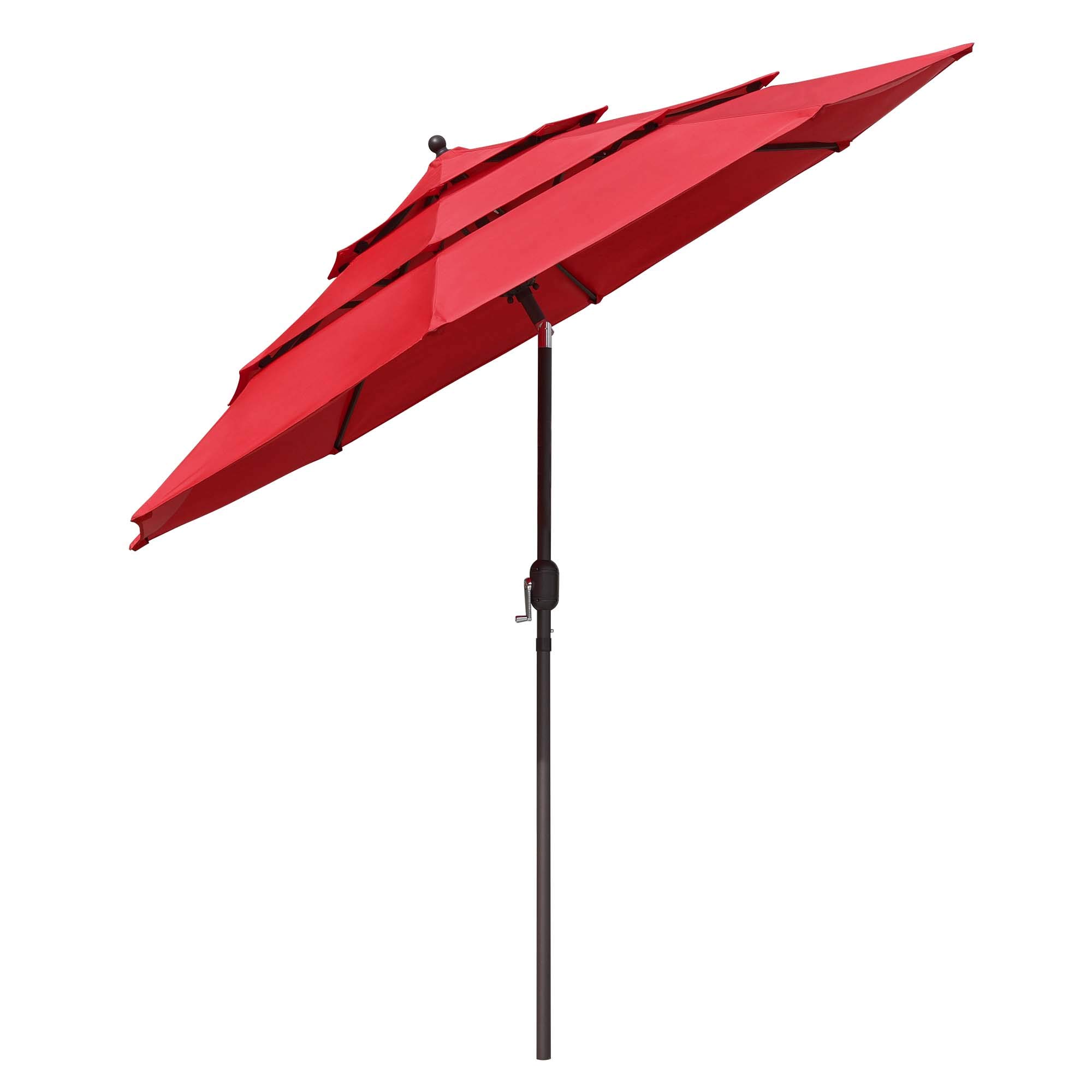 9 Ft 8-Rib Vented Outdoor Patio Umbrella with 3-Tier Tilt System - Fade Resistant Sun Shade (Red) - Perfect for Backyard, Poolside, and Beach Use
