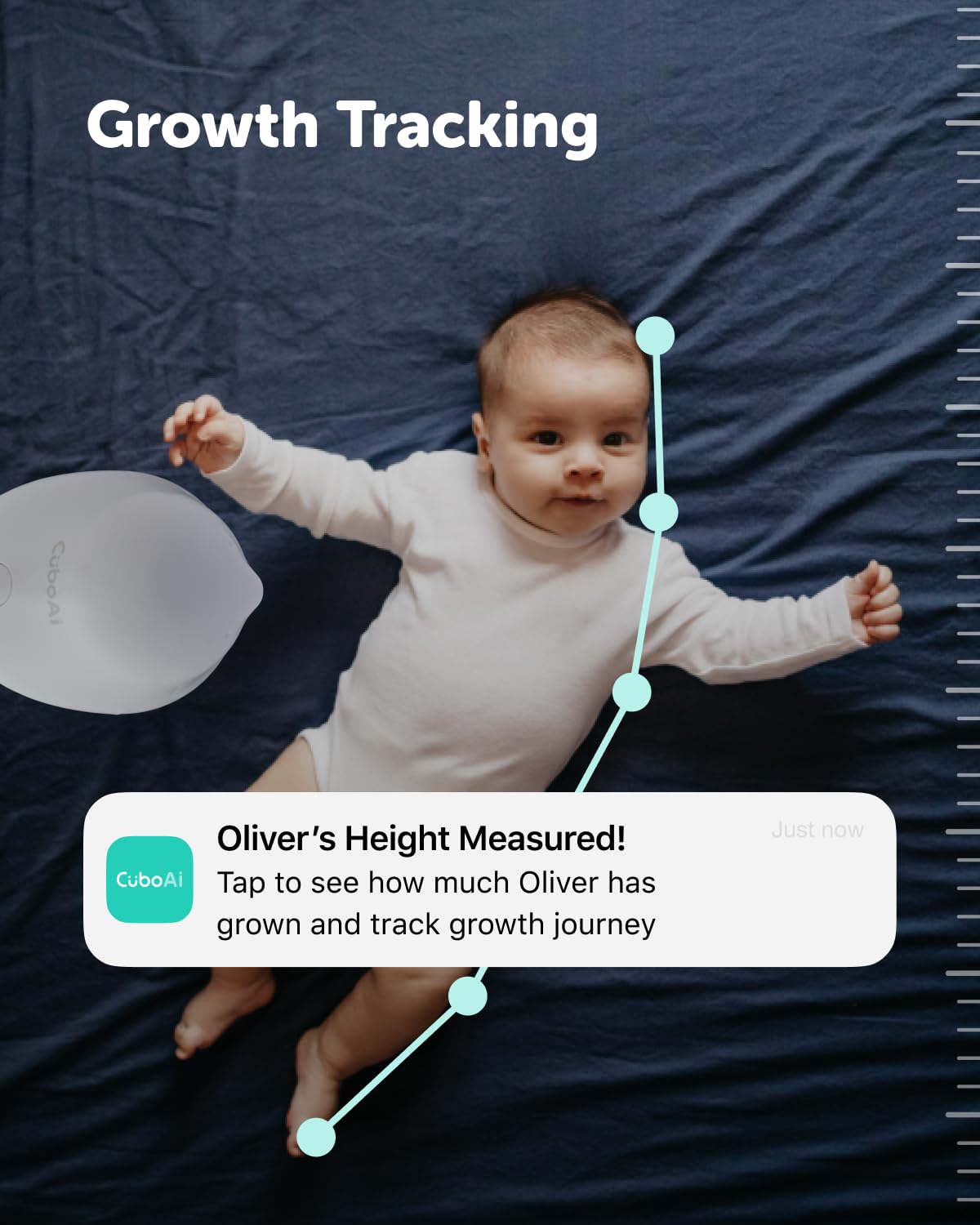 CuboAi 2025 Smart Baby Monitor 3 - 2.5K QHD WiFi Camera with Night Vision, 2-Way Audio, Cry Detection & Sleep Alerts | Wall Mount Included | Temperature & Humidity Sensor | App Control for Nursery & Kids Room Safety