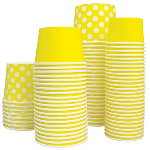 UNIQ 1000-Count 6 oz Disposable Paper Ice Cream Cups - Yellow Dessert Bowls for Frozen Treats, Party Supplies & Bulk Catering | Eco-Friendly Ice Cream Sundae, Gelato & Yogurt Serving Containers