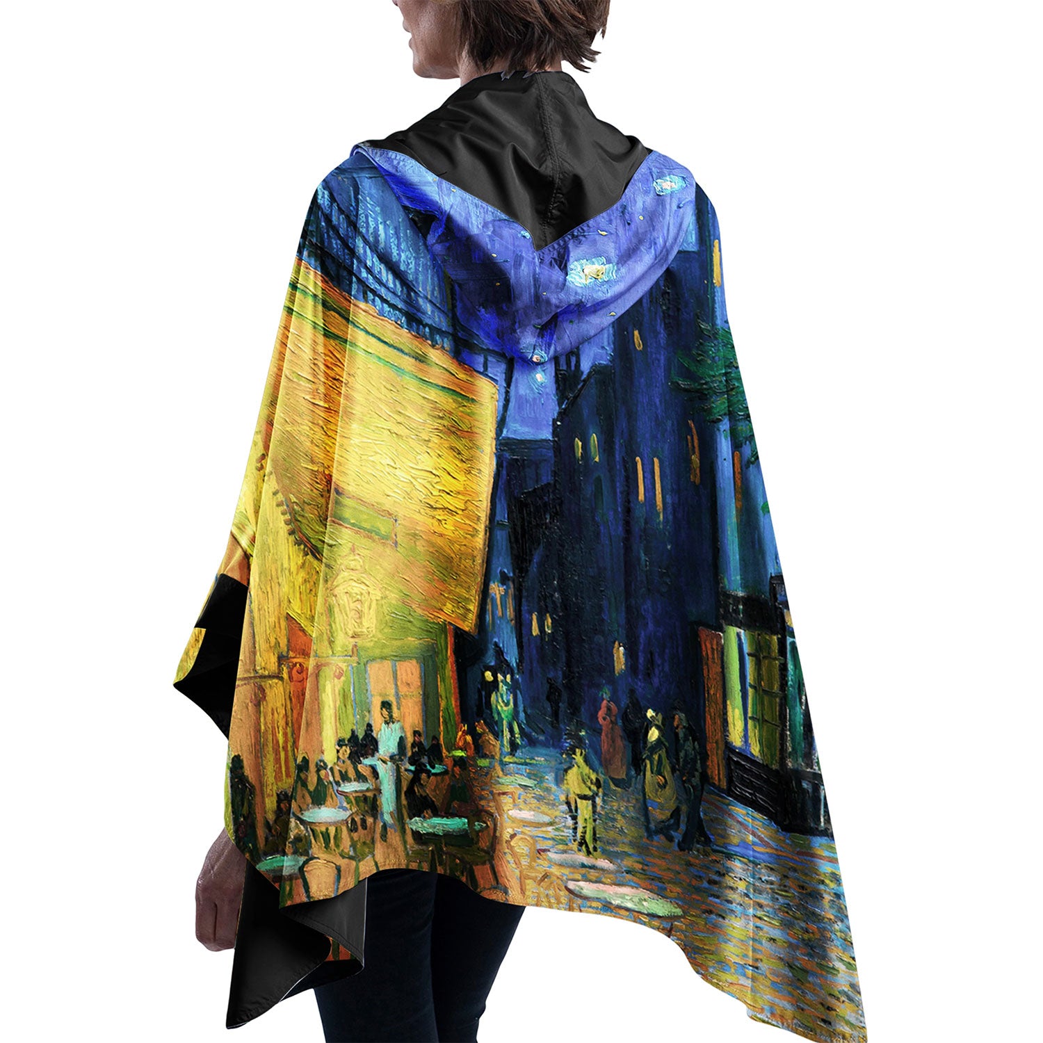 Van Gogh Cafe Terrace Travel Cape - Lightweight Waterproof Windbreaker for Outdoor Adventures, Hiking & Travel