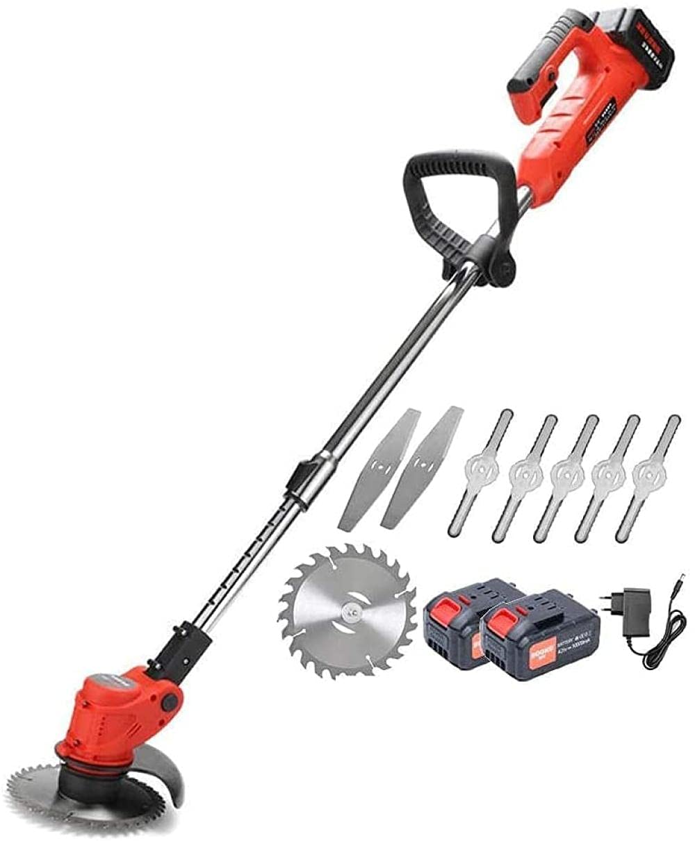 ATAAY 800W Professional Cordless Electric Grass Trimmer with 2 Metal Replacement Blades - Powerful Battery-Powered Lawn Cutter for Home Garden & Yard Maintenance